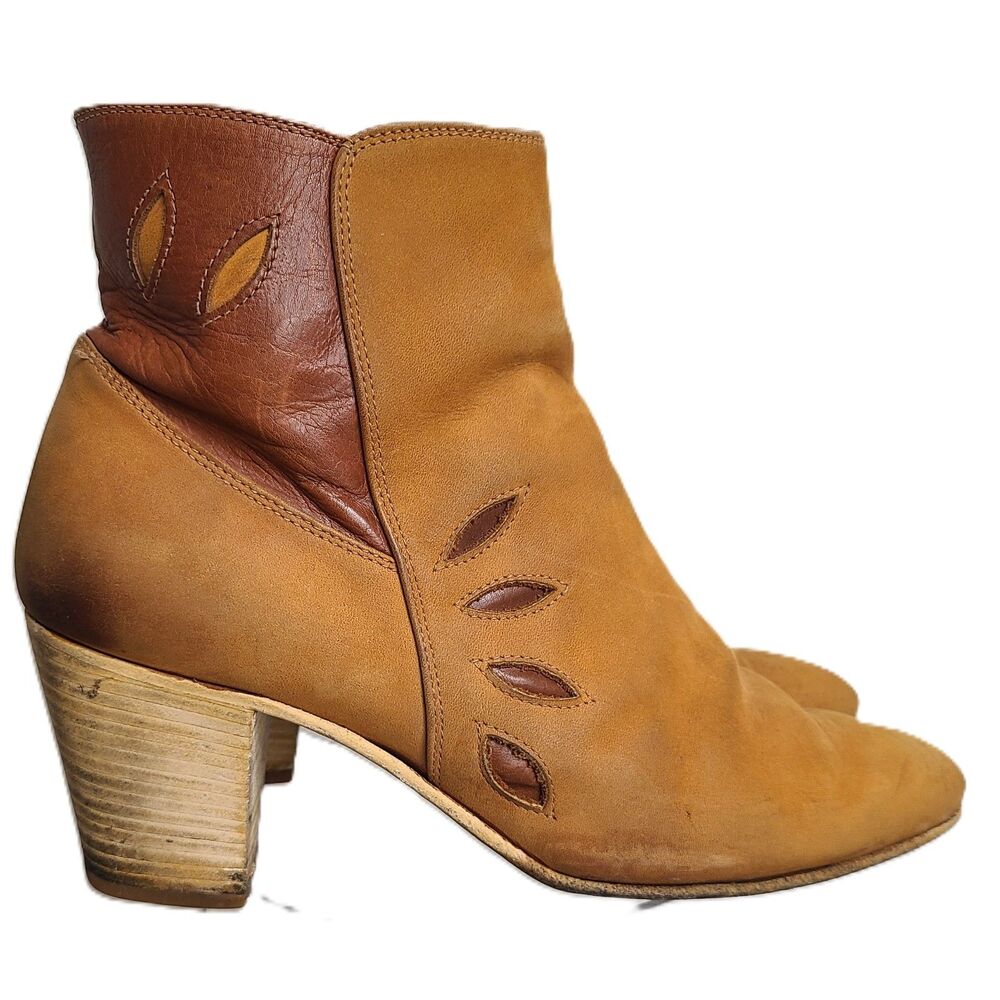 Bohemian 100% Leather Festival Italian Ankle Boots US 8 Made Italy Boho Western